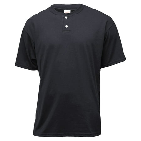 Soffe Men's Short Sleeve Two Button Henley Placket