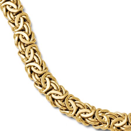 - Italian 12mm Byzantine Chain Bracelet in 14k Yellow Gold, 7.5 Inch