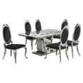 thumbnail image 1 of White Marble 7 piece Dining Set with Silver Stainless Steel Base, 1 of 4