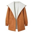 thumbnail image 7 of Usmixi Fleece Coat for Women Faux Suede Jacket for Women Casual Solid Long Sleeve Hooded Trench Coat Soft Cozy Plush Padded Warm Outwear with Pocket Winter Fleece Coat, 7 of 7