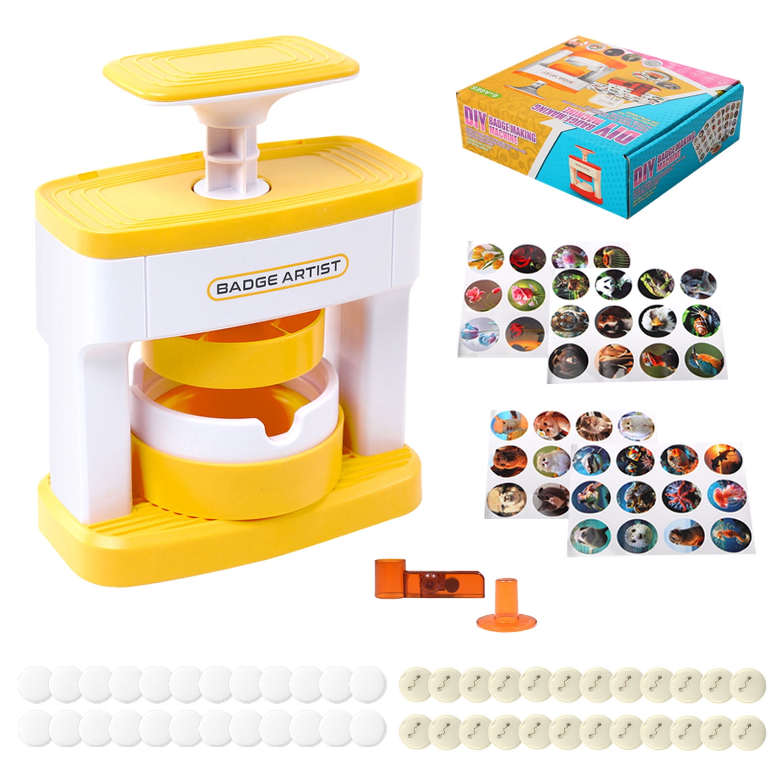 Button Maker Machine, 2.16 inch/55mm Pin Maker Machine with 24pcs Button Parts, DIY Badge Brooch Pin Making Machine for DIY Gifts and Christmas