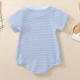 thumbnail image 6 of Baby Onesies Boy Newborn Baby Boy Independence Day Outfit Flag Embroidery Waffle Striped Short Sleeve Bubble Romper Summer Bodysuit, 6 of 9