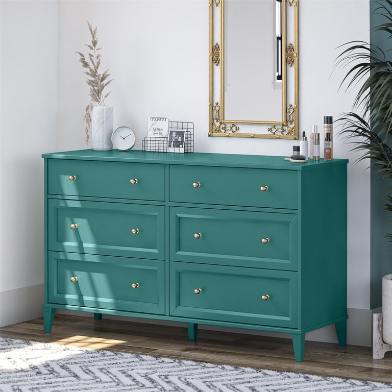 Ameriwood Home Monticello Wide 6-Drawer Dresser, Emerald Green - Walmart.com