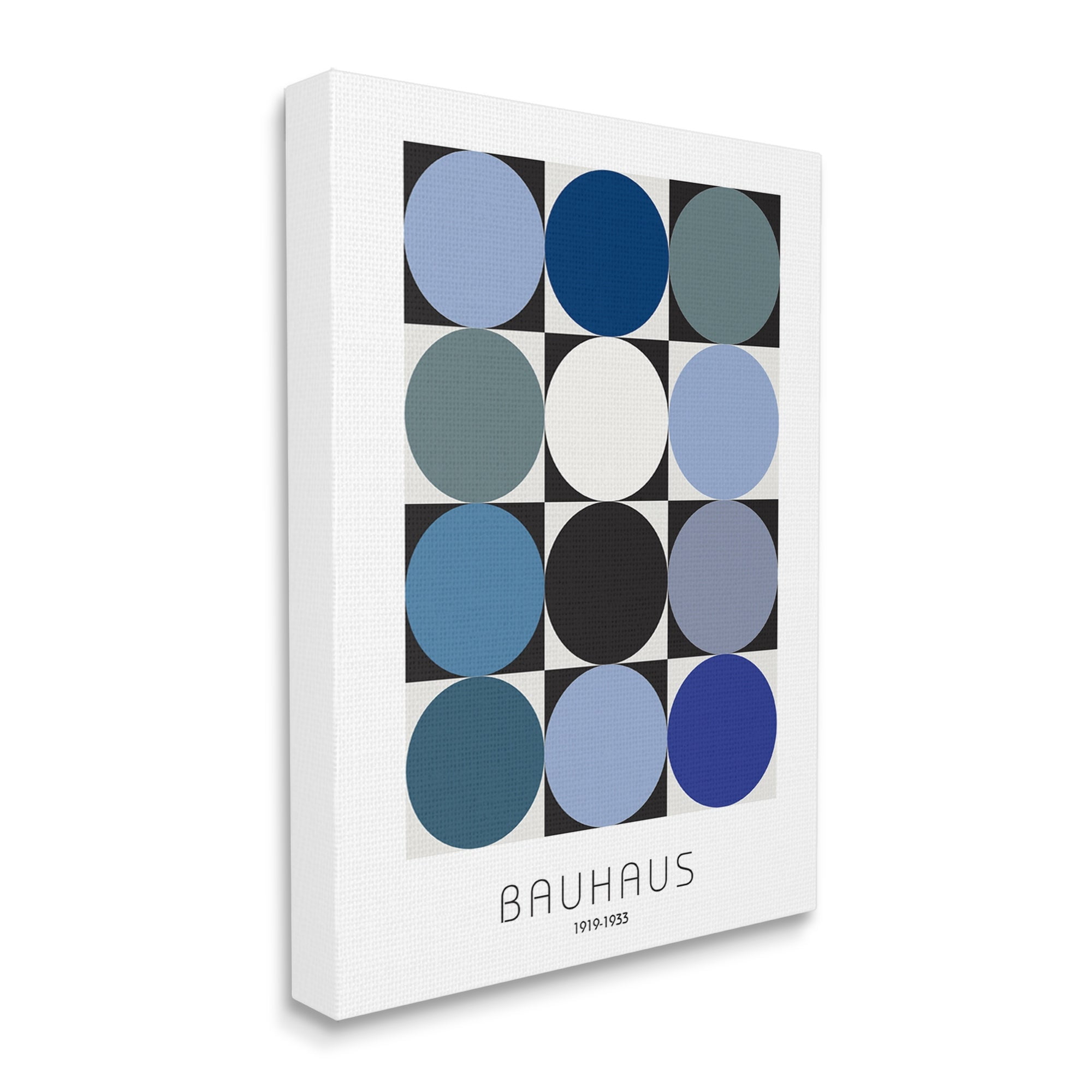 Stupell Industries Bauhaus Geometrical Circle Square Abstract Composition Blue Black, 36 x 48,Design by Design Fabrikken