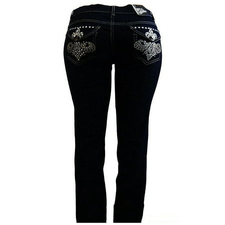 jack david Fleur-de-lis Stretchy BLACK denim jeans MID-RISD WOMENS PLUS SIZE pants SKINNY (Best Jeans For Plus Size Women)