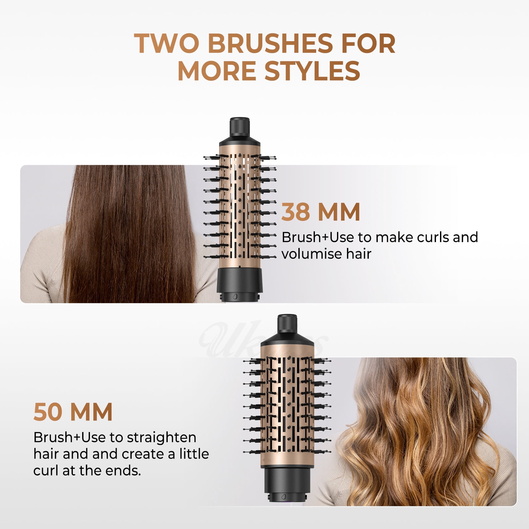 3-in-1 Rotating Hot Air Brush Styler, Professional Ionic Hair Dryer Brush Set with 3 Interchangeable Heads for Volumizing, Smoothing, and Creating Salon-Quality Blowouts