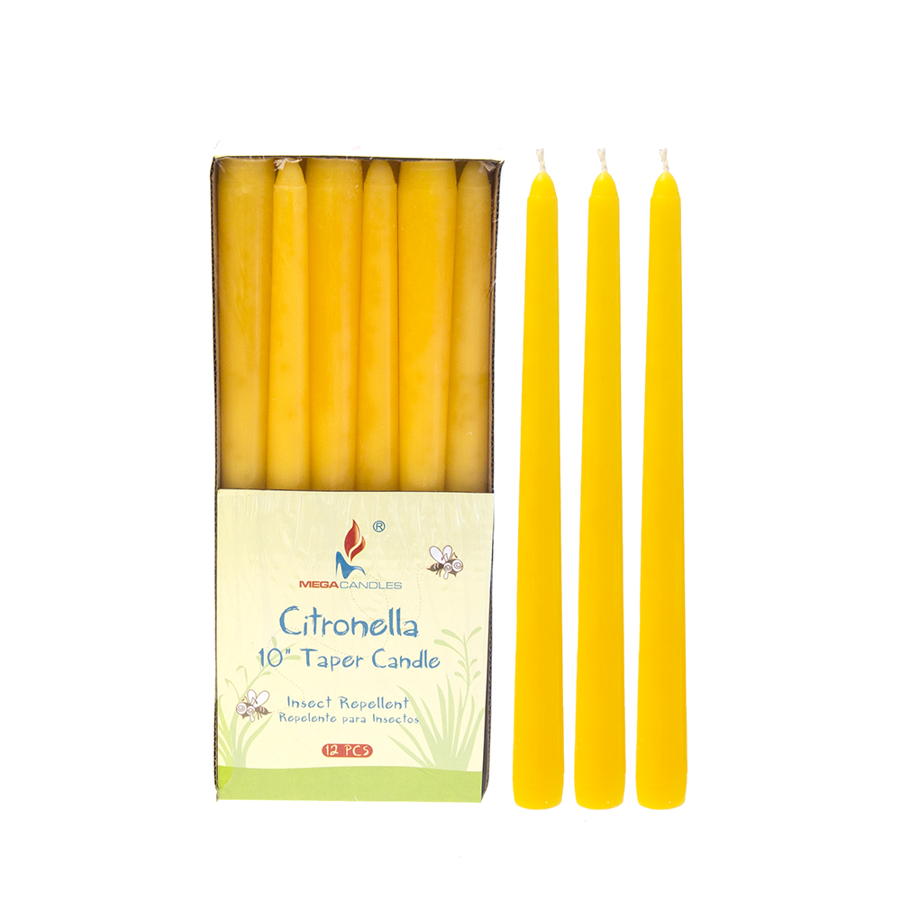 Mega Candles 12 pcs Citronella Taper Candle Hand Poured Paraffin Wax