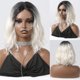 thumbnail image 2 of Pelucas cortas con frente de encaje rizado para mujeres negras, parte media, raíces oscuras, peluca sintética de encaje, rayita Natural, cabello diario, 2 of 4