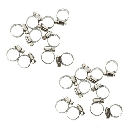 

20 Pcs Stainless Steel 13mm to 19mm Hose Pipe Clamps Clips Fastener