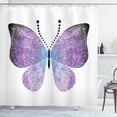 thumbnail image 1 of Butterfly Shower Curtain, Pointillistic Fantasy Papillon Butterfly Art with Purple Ombre Color, Fabric Bathroom Set with Hooks, 69W X 84L Inches Extra Long, Dark Purple and Violet, by Ambesonne, 1 of 3