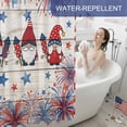 thumbnail image 6 of Independence Day Shower Curtain, 36" x 72", American Flag Gnome Red Blue Fireworks Wood Grain Waterproof Bathroom Curtain Washable Shower Curtain Set with 12 Hooks, 6 of 9