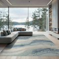 thumbnail image 2 of ODIKA 8'x10' Washable Area Rug Durable, Non-Slip Neutral Grey Ocean Inspired Gradient Flowing Shapes Beige Plush for Living Room, Under Sectional, Family, 2 of 7