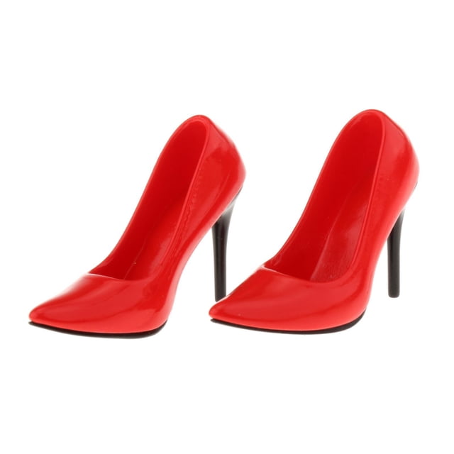 Zapatos de tacón Hugo 1:6 para muñeca Kumik accesorios rojo