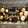 thumbnail image 4 of LUUFILx Black Gold Birthday Party Backdrop Cloth Balloon Crown Gift Box Booth Banner Poster Photography Backdrop Party Decoration Supplies, 4 of 9