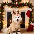 thumbnail image 7 of Cififendec Christmas Reindeer Pet Costume Onesie, 16.5", Soft Warm Hooded Animal Outfit for Xmas Cat Dog Holiday Dressing Up Styling, 7 of 7