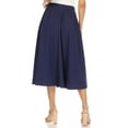 thumbnail image 3 of Women's Casual Relaxed Fit Elastic A-Line Solid and Floral Printed Midi Long Skirt, 3 of 4