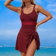 thumbnail image 5 of Haivin Women's One-Piece Swimsuit with Round Neck, Ribbed Mesh, Solid Color, Padded Bra without Underwire for Beach and Pool, 5 of 5