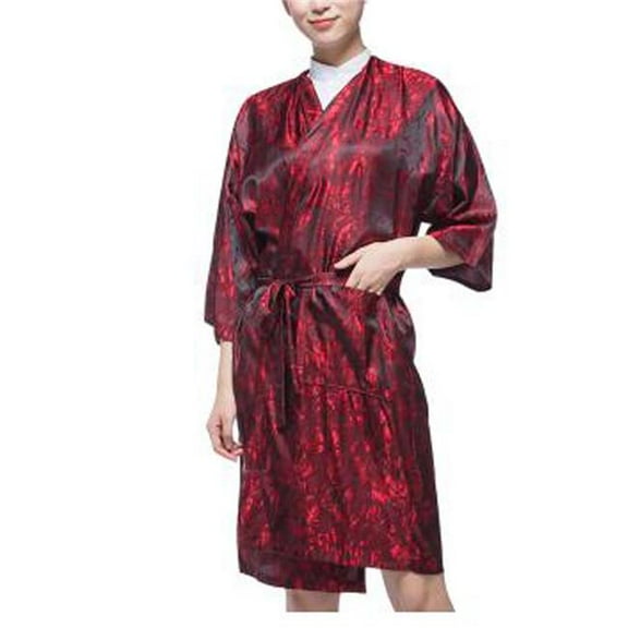 Panda Superstore  Gown Upscale Robes Beauty Salon Smock for Clients - Red