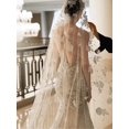 thumbnail image 2 of Velo nupcial principal vestido de novia perla tocado retro flor larga cola boda boda boda longitud 3,5 metros de ancho 1,5 metros color champán, 2 of 2