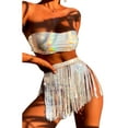 thumbnail image 1 of Liacowi Women 3 Piece Bikini Sets Bandage Tube Tops and Sequin Tassel Skirt with Thong Shiny Swimsuits Holiday Swim Beachwear, 1 of 9