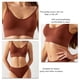thumbnail image 5 of Conjunto de bragas y sujetador para mujer, lencería, ropa interior inalámbrica, sin espalda, cuello en V, funda 3/4 para deporte, color caramelo XL, 5 of 6