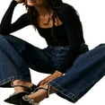 thumbnail image 4 of T-shirt Skinny Basique Décontracté pour Femmes Manches Longues Col Carré Ajusté Blouse Crop Tops, 4 of 5