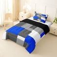 thumbnail image 2 of Homewish Navy Grid Patchwork Twin Comforter Sets,Modern Aesthetic Bedding Set,Black Reversible,2-Piece,1 Comforter and 1 Pillowcase, 2 of 7