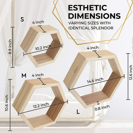 Hexagon Floating Shelves Set Of 3, Best Way To Hang Honeycomb Shelves