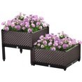 thumbnail image 1 of Outsunny Set of 2 Plastic Raised Garden Bed, Planter Box, Flower Vegetables Planting Container with Self-Watering Design and Drainage Holes for Patio Balcony, 1 of 9