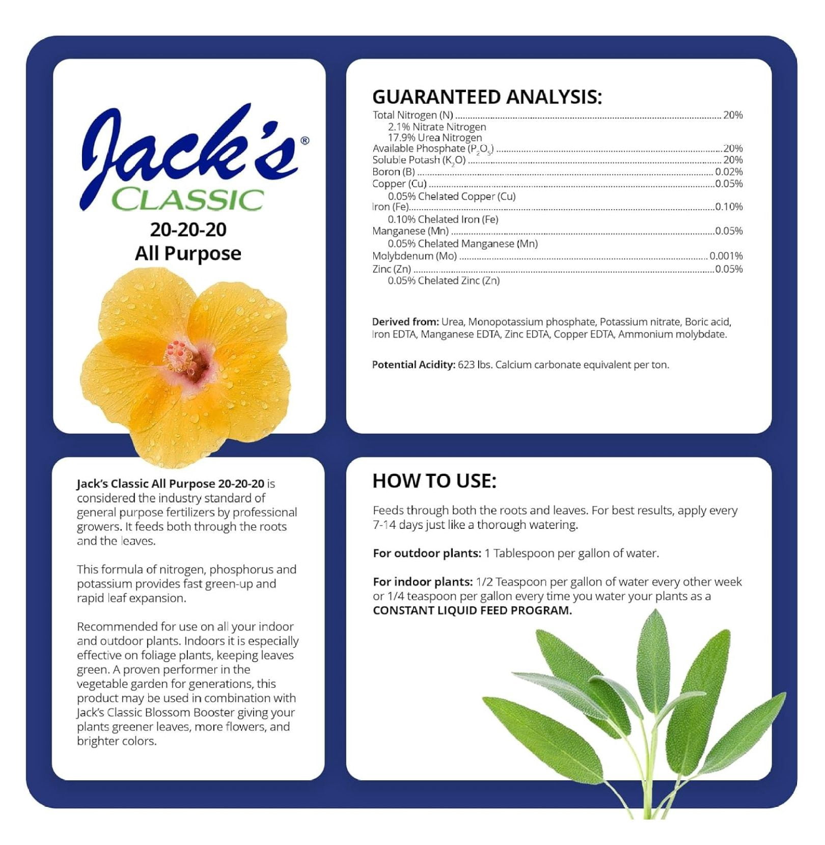 J R Peters 52024 Jacks Classic No.1.5 20-20-20 All Purpose Fertilizer, 2-Pack Limited Edition