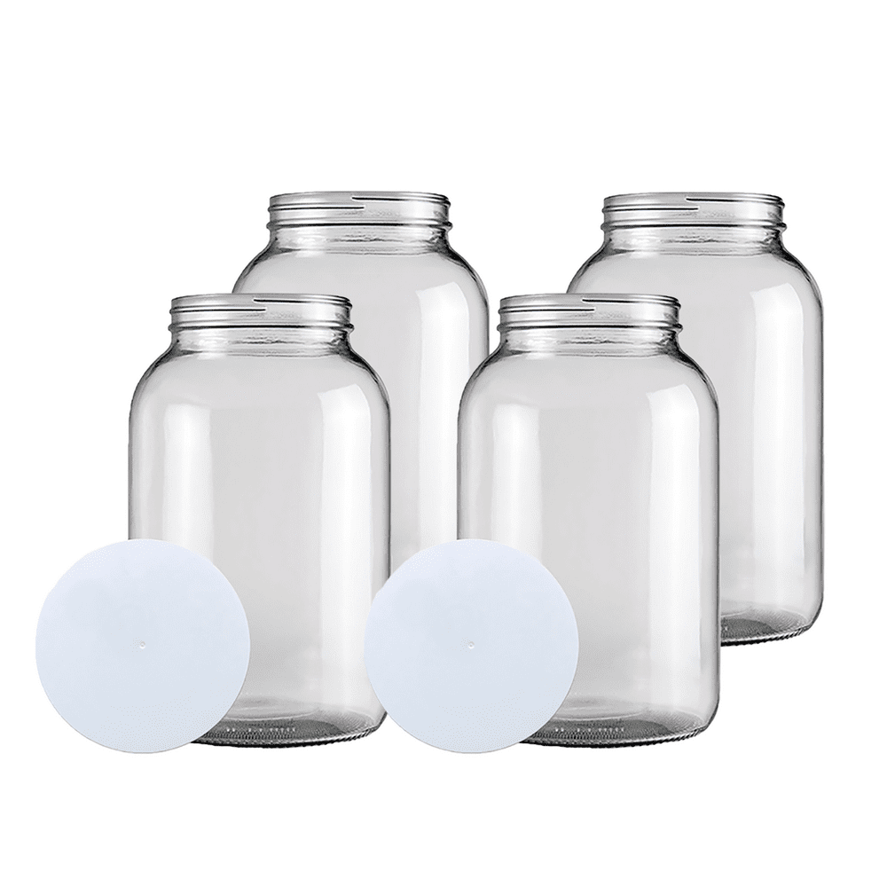 Home Brew Ohio One Gallon Glass Wide Mouth Jar With Solid Lid Set of 4