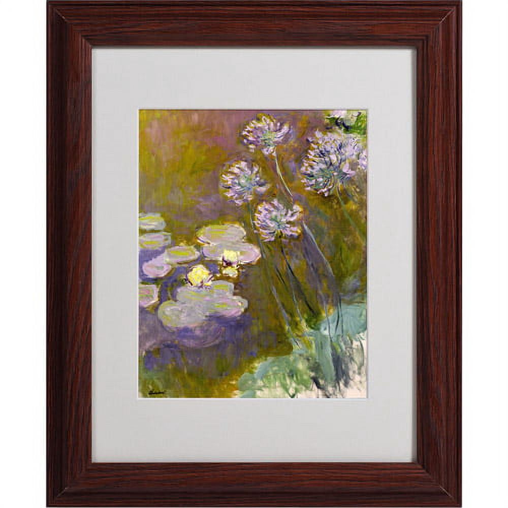 Trademark Fine Art "Waterlilies and Agapanthus" Matted Framed Canvas Art by Claude Monet