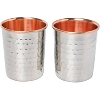 HealthGoodsIn - Hammered Pattern Dual-Layer Copper & Stainless Steel Tumbler Set 2 Pack - 250ml for Ayurveda