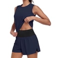 thumbnail image 2 of NELEUS Womens Plus Size Workout Athletic Tank Tops Loose Fit Crop Tops Mesh Breathable Sleeveless Yoga Shirts,Navy Blue,US Size 2XL, 2 of 11