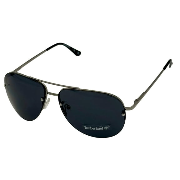 Timberland Men S Gunmetal Rimless Sunglass Metal Aviator, Smoke Lens TB7174 9A