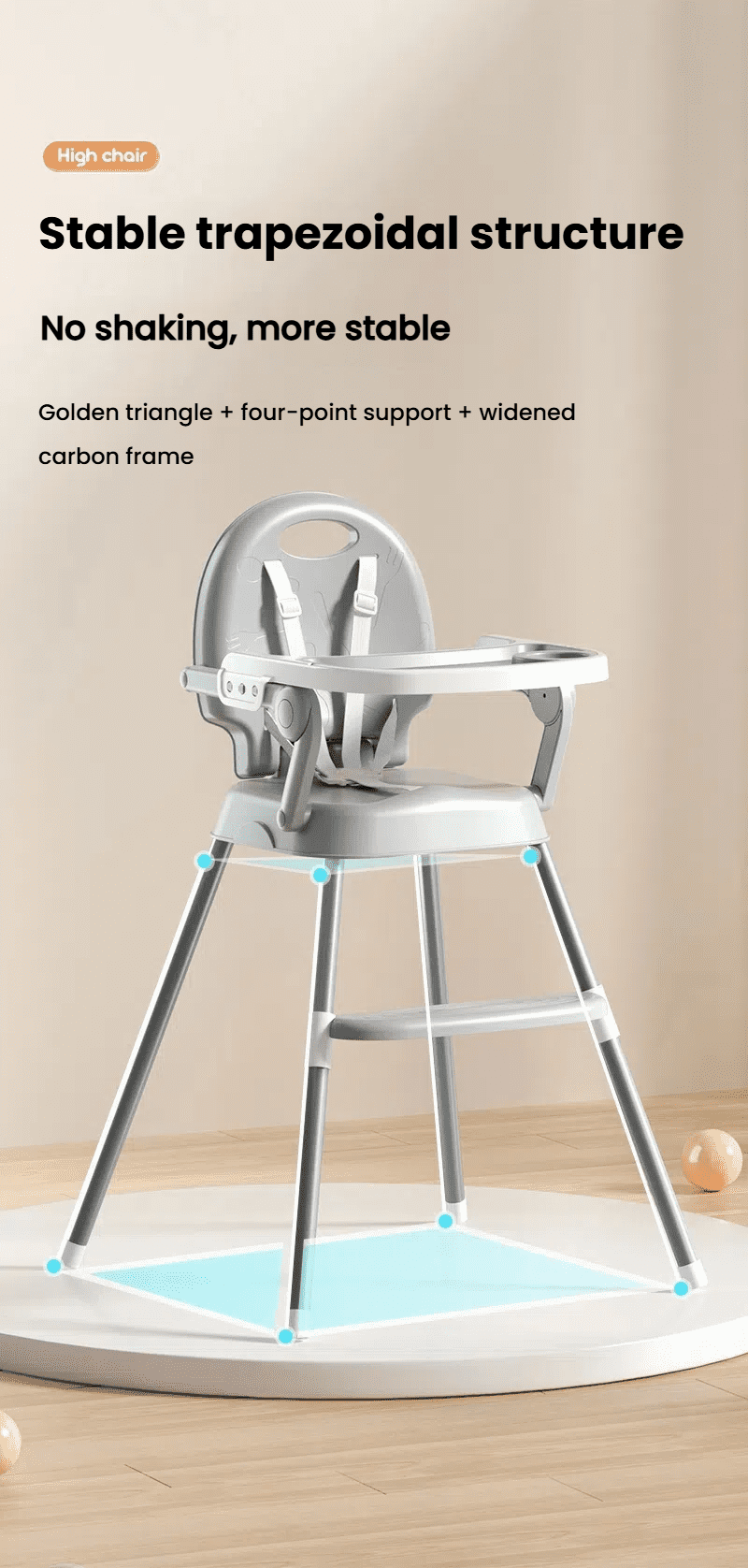 M-b-aby-m 3-in-1 Baby High Chair Baby Feeding Chairs Baby scooter with Steel Pipes for 0-36 Months,Unisex,GREY