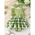 thumbnail image 3 of Suealasg Infant Girl Romper Dress Newborn Irish Festival Bodysuits Sleeveless Four Leaf Clover Plaid Print Lace Trim Skirt Hem Jumpsuit with Headband Baby Summer Clothes, 3 of 9