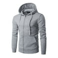 thumbnail image 5 of WTOBBY Men's Full Zip Up Plush Hooded Sweatshirt, Long Sleeve Pullover Jacket with Pockets, Tall Sizes Available for Casual and Outdoor Use,Gray M, 5 of 6
