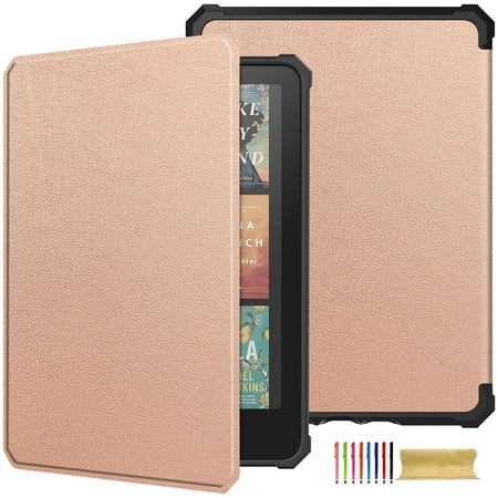 All-new 7" Kindle Paperwhite 12th Gen 2024&Kindle Colorsoft Signature Edition 2024,Ultra Clear Soft Flexible Solid Color TPU Back Cover Light Shell with Auto Wake/Sleep,Rosegold