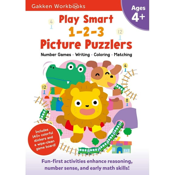 Play Smart: Play Smart 1-2-3 Picture Puzzlers Age 4  : Pre-K Activity Workbook with Stickers for Toddlers Ages 4, 5, 6: Learn Using Favorite Themes: Tracing, Mazes, Counting (Full Color Pages) (Paperback)