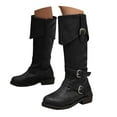 thumbnail image 3 of UngA Women's Mid-Calf Boots Dress Boots Biker Motorcycle Riding Boots Women Black,Size 6.5, 3 of 7