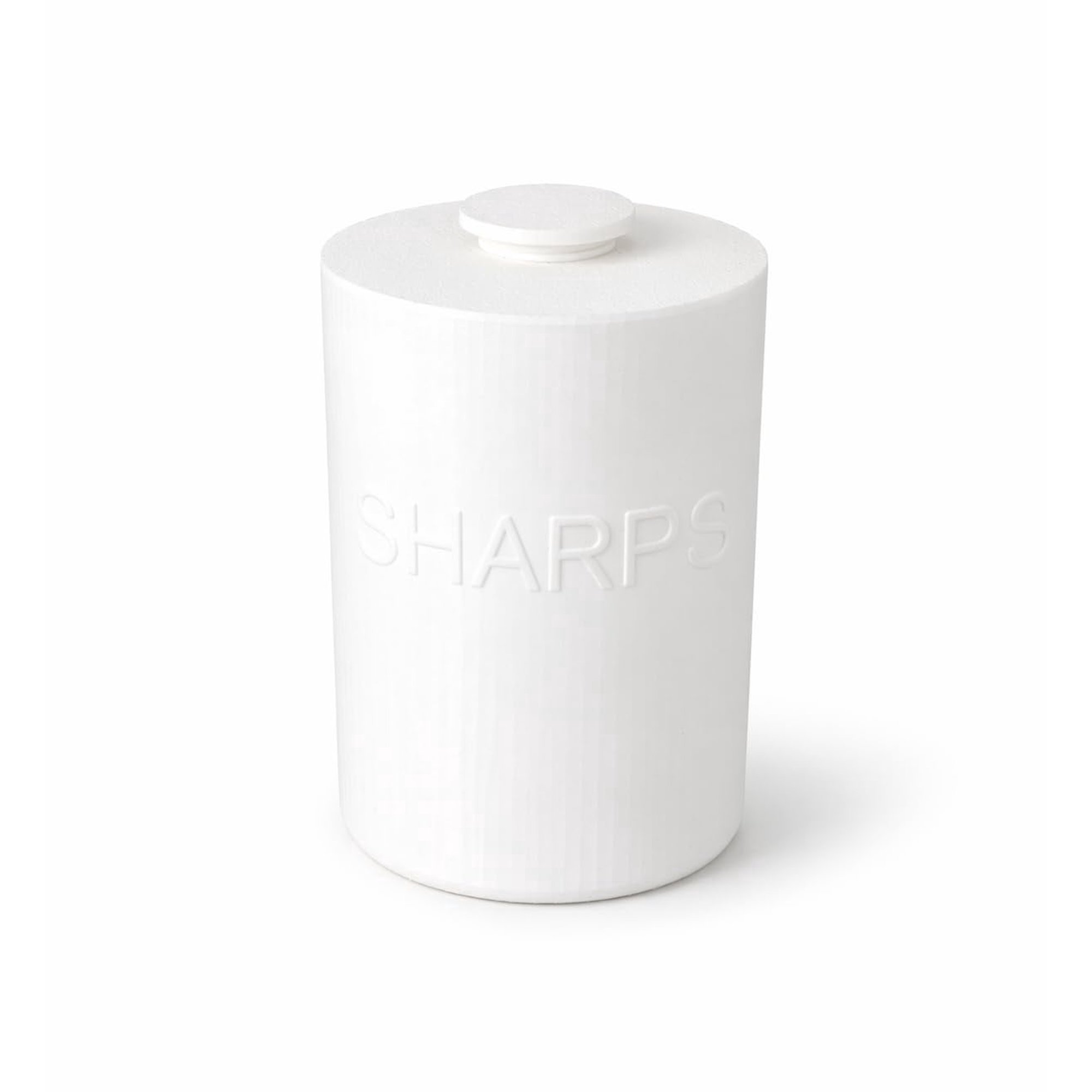 Decorative Sharps Container, 1 Liter/ 1 Quart, Bathroom Counter Storage, White