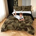thumbnail image 3 of Manfei Minimalism Duck Camo Queen Comforter Set, Vintage Rustic Camouflage Comforter Sets Queen, Green Brown, Black Reversible, 3-Piece, 1 Comforter and 2 Pillowcases, 3 of 7