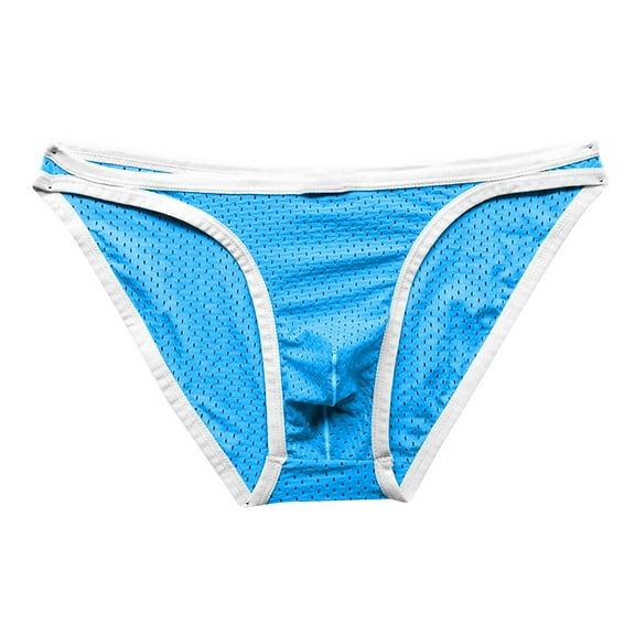 Mens Bikini Low Waist Underwear - Ice Silk Thong G String Sexy Tight Stretch Breathable Quick Dry Moisture Wicking Lightweight Briefs