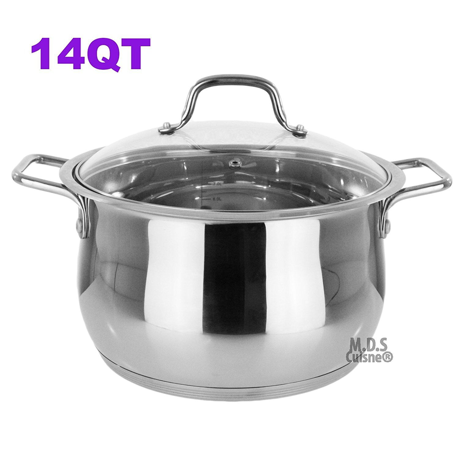 Stockpot 14 Qt Stainless Steel Commercial Tri-Ply Capsule Bottom Pot Dutch  Oven