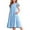 Light Blue, variant on Arshiner Girls Dress Summer Flutter Sleeve Flared Tiered Swing Pleated Midi Cotton Casual Sundress with Pockets
