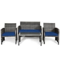 thumbnail image 3 of Juego de Muebles de Patio Costway 4 Piezas Mimbre PE Tejido a Mano Azul, 3 of 5