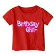 thumbnail image 3 of MIXUE Toddler Girls Tops & T-Shirts Birthday Letter Print Round Neck Short Sleeve Party Tops Pullover Tshirts Outwear,Red,3-4 Years, 3 of 3