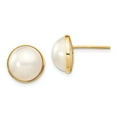 thumbnail image 1 of 14k 9-10mm White Freshwater Cultured Mabe Pearl Post Earrings in 14k Yellow Gold, 1 of 3