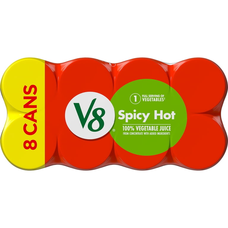 6 pack) V8 Spicy Hot 100% Vegetable Juice, 5.5 fl oz Can, 48 Count